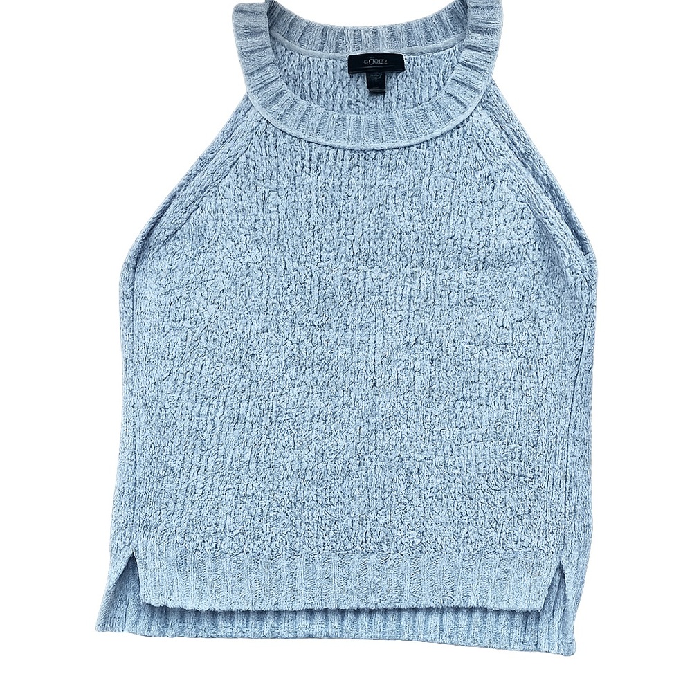 J.CREW Light Blue Knit Sleeveless Tank Top Cotton Blend Crew Neck XS